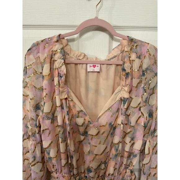 Buddy Love Zozo Magical Elastic Waist Pastel Metallic Tones Dress, M - Picture 2 of 15